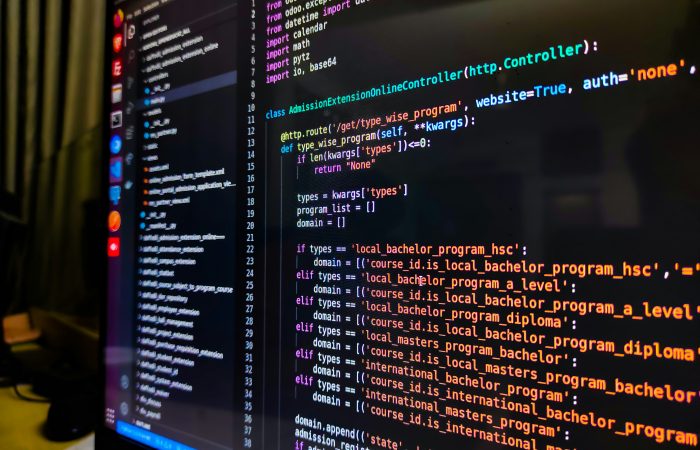 Software engineer working with code on a computer for an EB-2 NIW immigration case